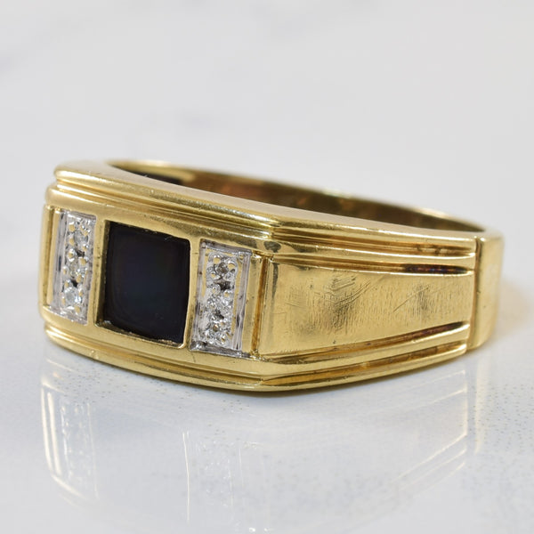 Flat Edge Onyx & Diamond Ring | 0.70ct, 0.03ctw | SZ 10 |