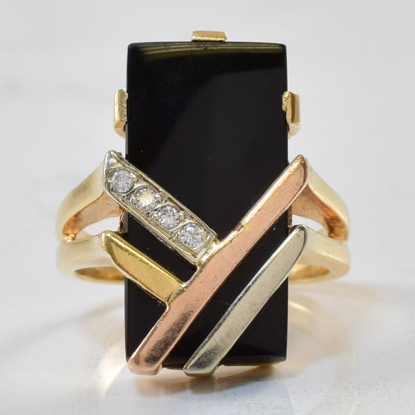 Geometric Onyx & Diamond Ring | 5.00ct, 0.04ctw | SZ 5 |