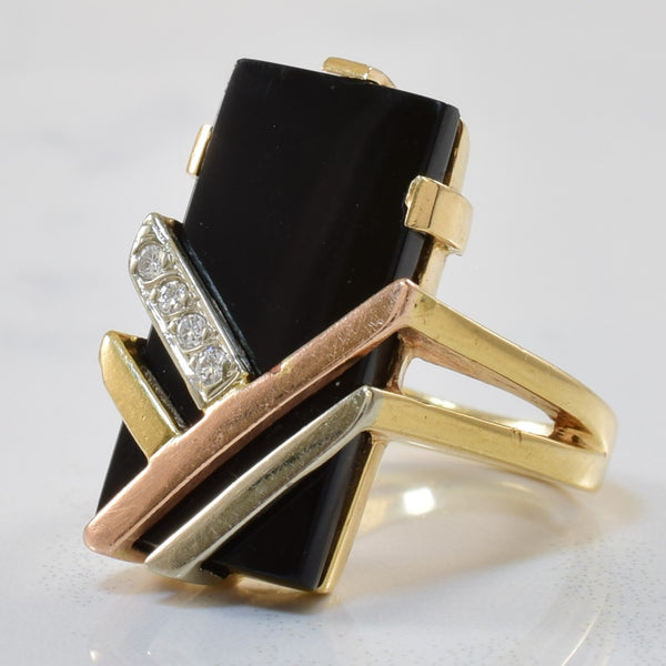 Geometric Onyx & Diamond Ring | 5.00ct, 0.04ctw | SZ 5 |