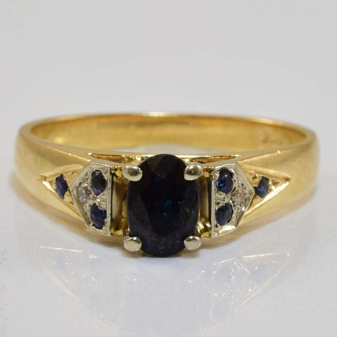 Blue Sapphire & Diamond Cathedral Ring | 0.56ctw, 0.01ctw | SZ