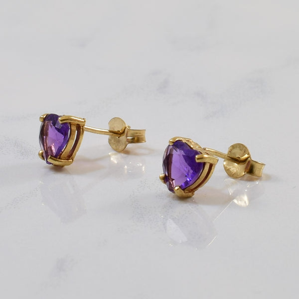 Amethyst Heart Stud Earrings | 1.50ctw |