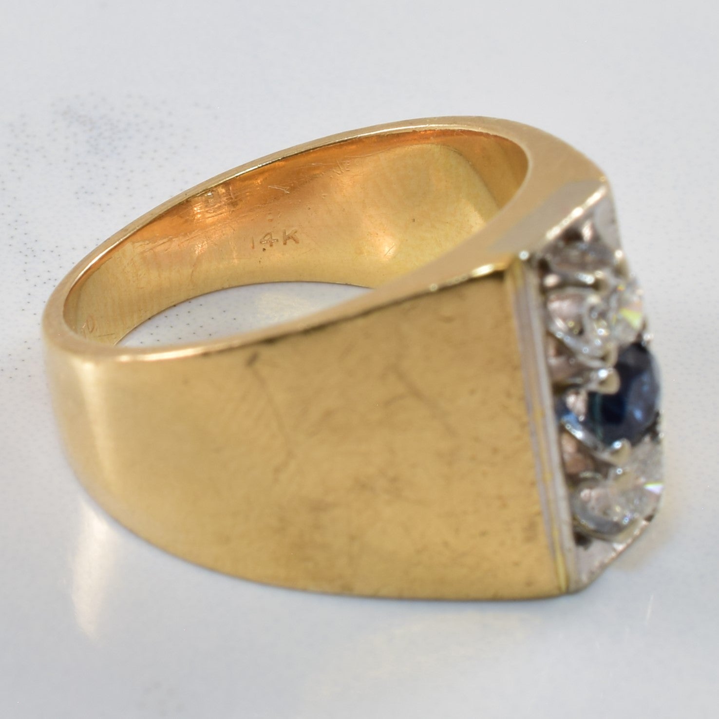 Vertical Diamond & Sapphire Ring | 0.23ct, 0.18ctw | SZ 6 |