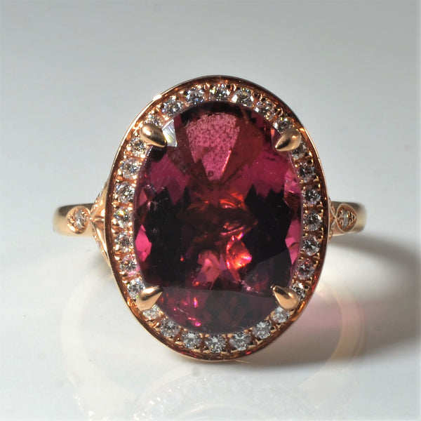 'Noam Carver' Rubellite Tourmaline & Diamond Engagement Ring | 6.17ct | 0.36ctw | SZ 6.5 |