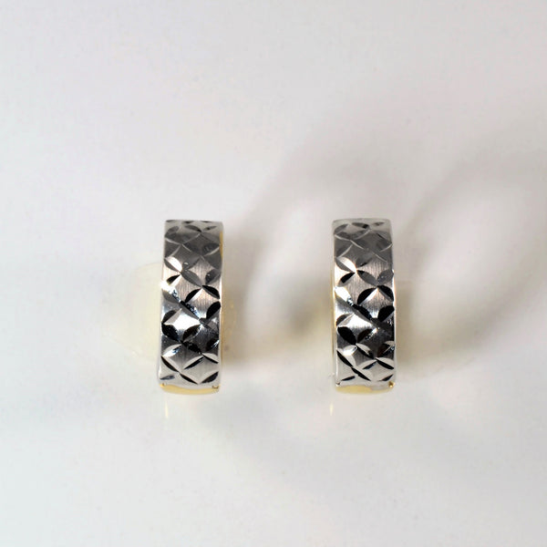 Two Tone Gold Huggie Earrings |