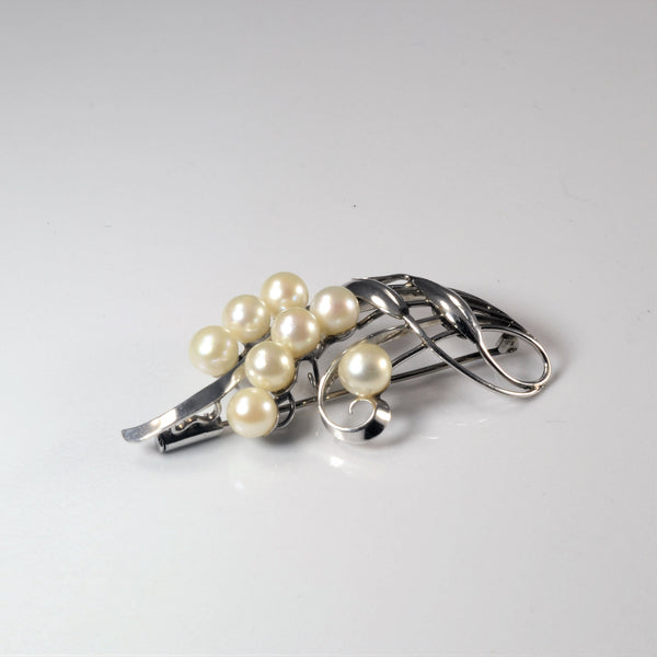 White Gold Pearl Cluster Brooch |