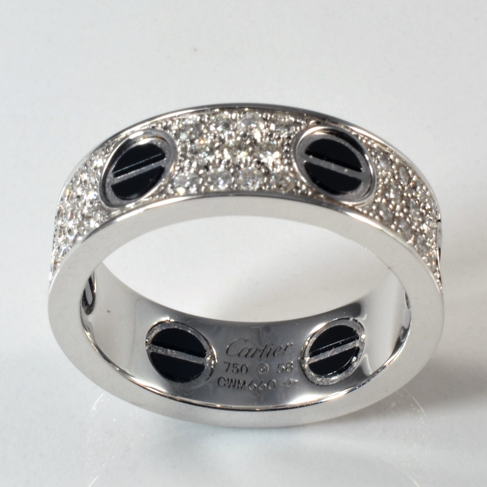 CARTIER Love Ring, Diamond-Paved, Ceramic | 0.74ctw | SZ 8.25 |