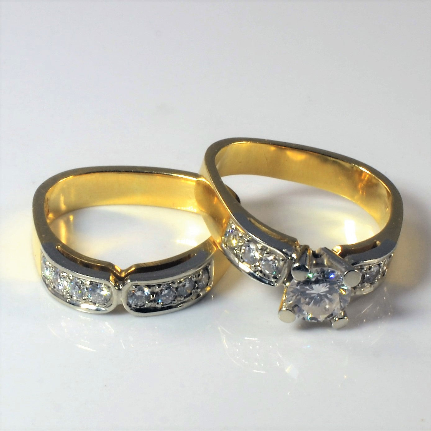 'Ragnar' Diamond Wedding Set | 0.89ctw | SZ 4.5 |