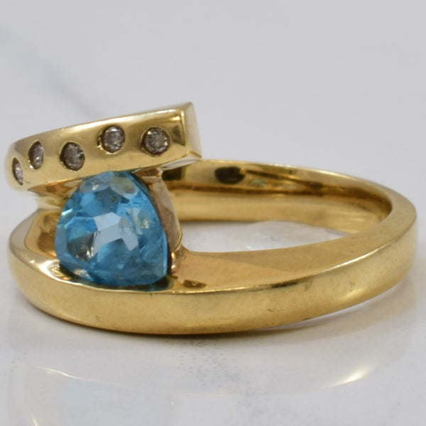 Blue Topaz & Diamond Bypass Ring | 0.85ct, 0.05ctw | SZ 6.5 |