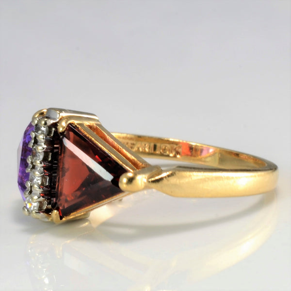 Diamond & Multi Gem Ladies Gold Ring | 0.06 ctw, SZ 6.5 |