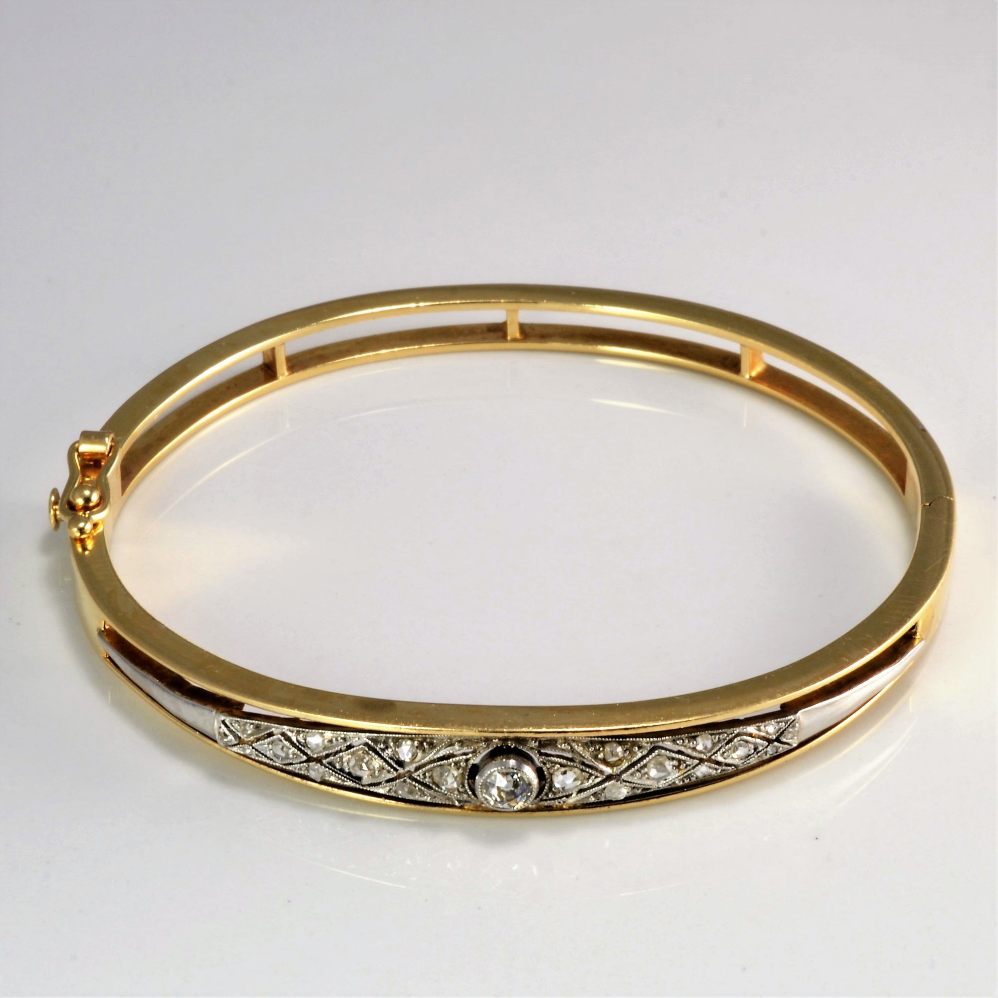 Custom Made Vintage Art Deco Diamond Bangle | 0.43 ctw, 7''|