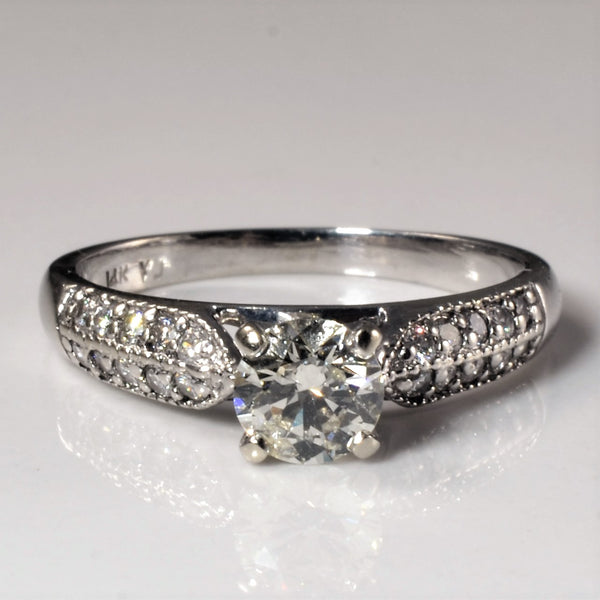 Pave Double Row Diamond Engagement Ring | 0.78ctw | SZ 7.25 |