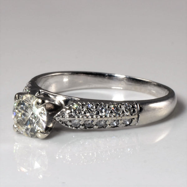 Pave Double Row Diamond Engagement Ring | 0.78ctw | SZ 7.25 |