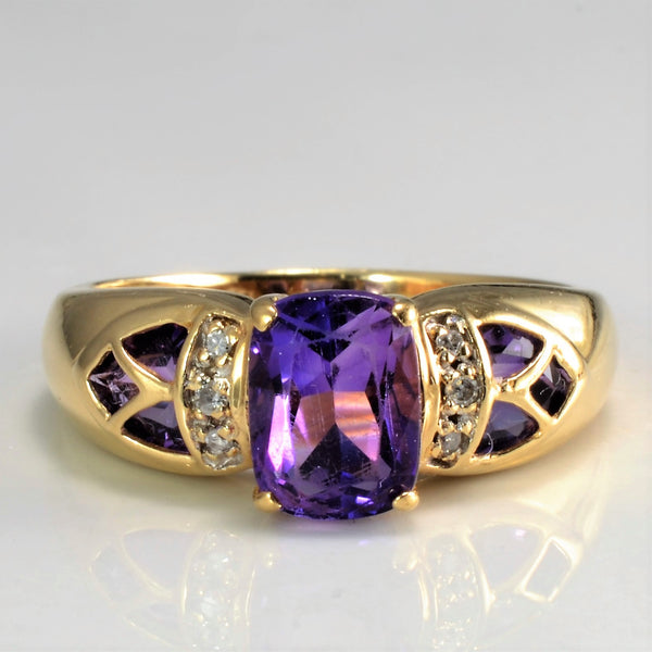 Amethyst and Diamond Ring | 0.06 ctw SZ 7.75 |