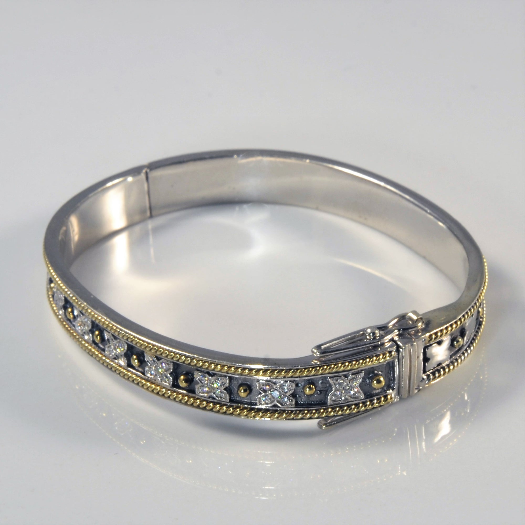 'Fred Mak' Sterling Silver & Gold Bangle | 0.69ctw | 7