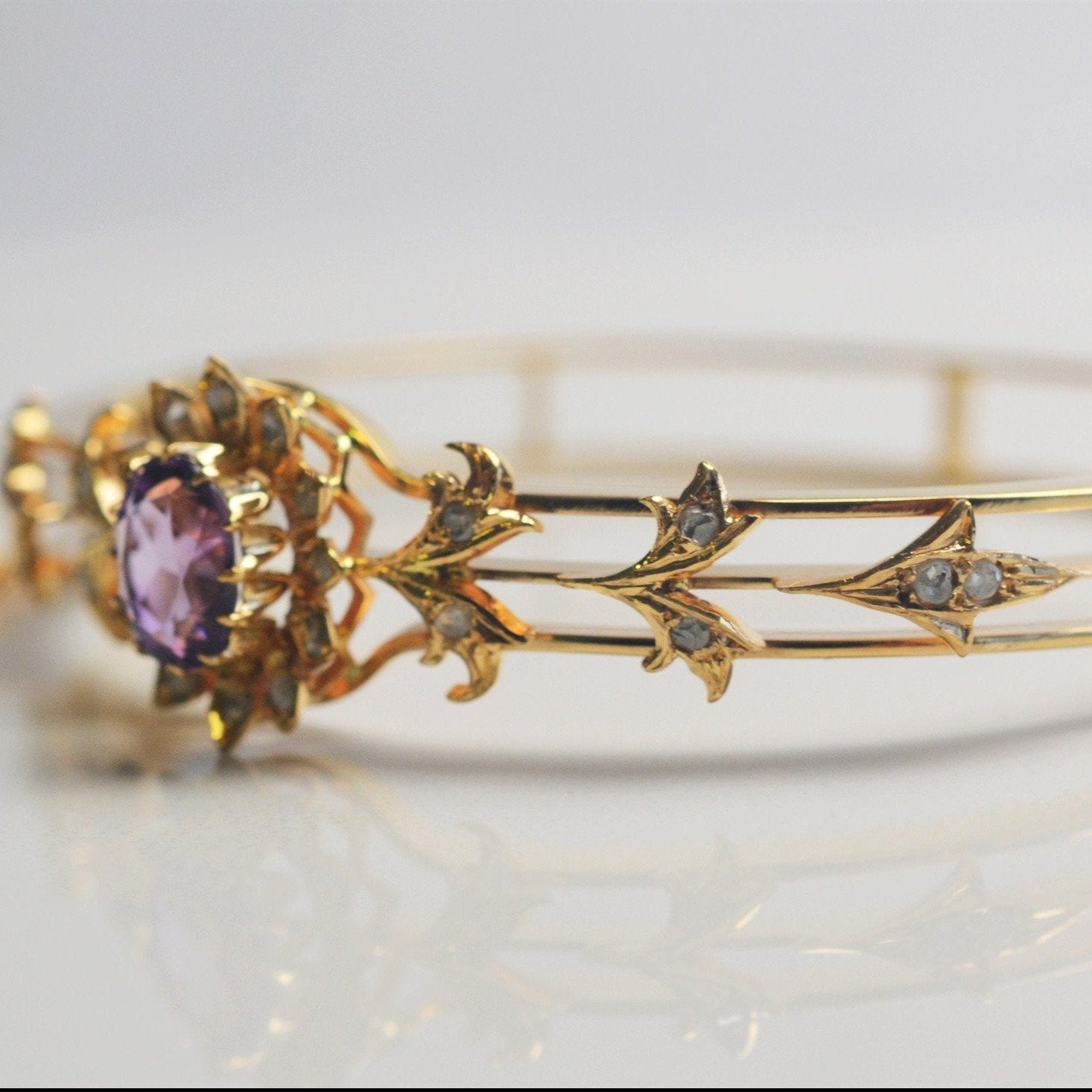 Edwardian Era Diamond & Amethyst Bracelet | 0.35ctw, 1.75ct |