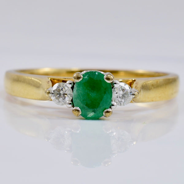 High Set Emerald and Diamond Ring | 0.09 ctw SZ 7.25 |