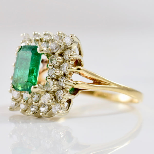 Large Diamond Cluster and Emerald Ring | 0.64 ctw SZ 6.5 |