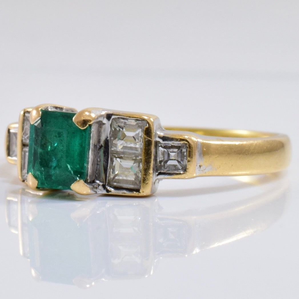 Emerald and Diamond Ring | 0.27 ctw SZ 5.5 |