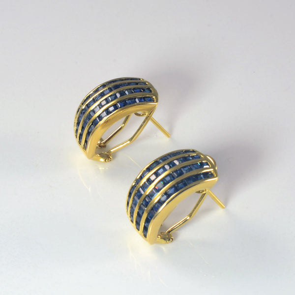 Channel Set Sapphire Huggie Earrings | 2.50ctw |