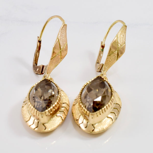 Bezel Set Smoky Quartz Earrings