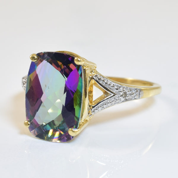 Mystic Topaz & Diamond Split Shank Ring | 4.75ct, 0.01ctw | SZ 8.5 |