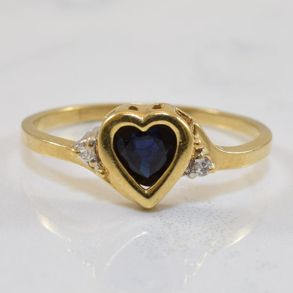 Bezel Set Sapphire Heart Ring | 0.35ct, 0.02ctw | SZ 6.5 |