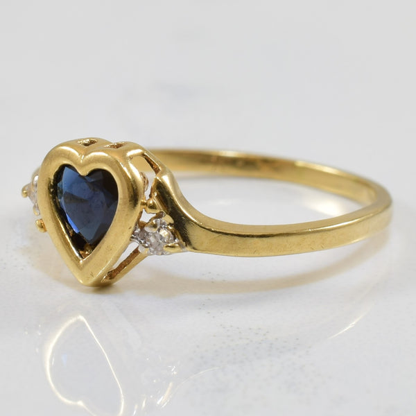 Bezel Set Sapphire Heart Ring | 0.35ct, 0.02ctw | SZ 6.5 |