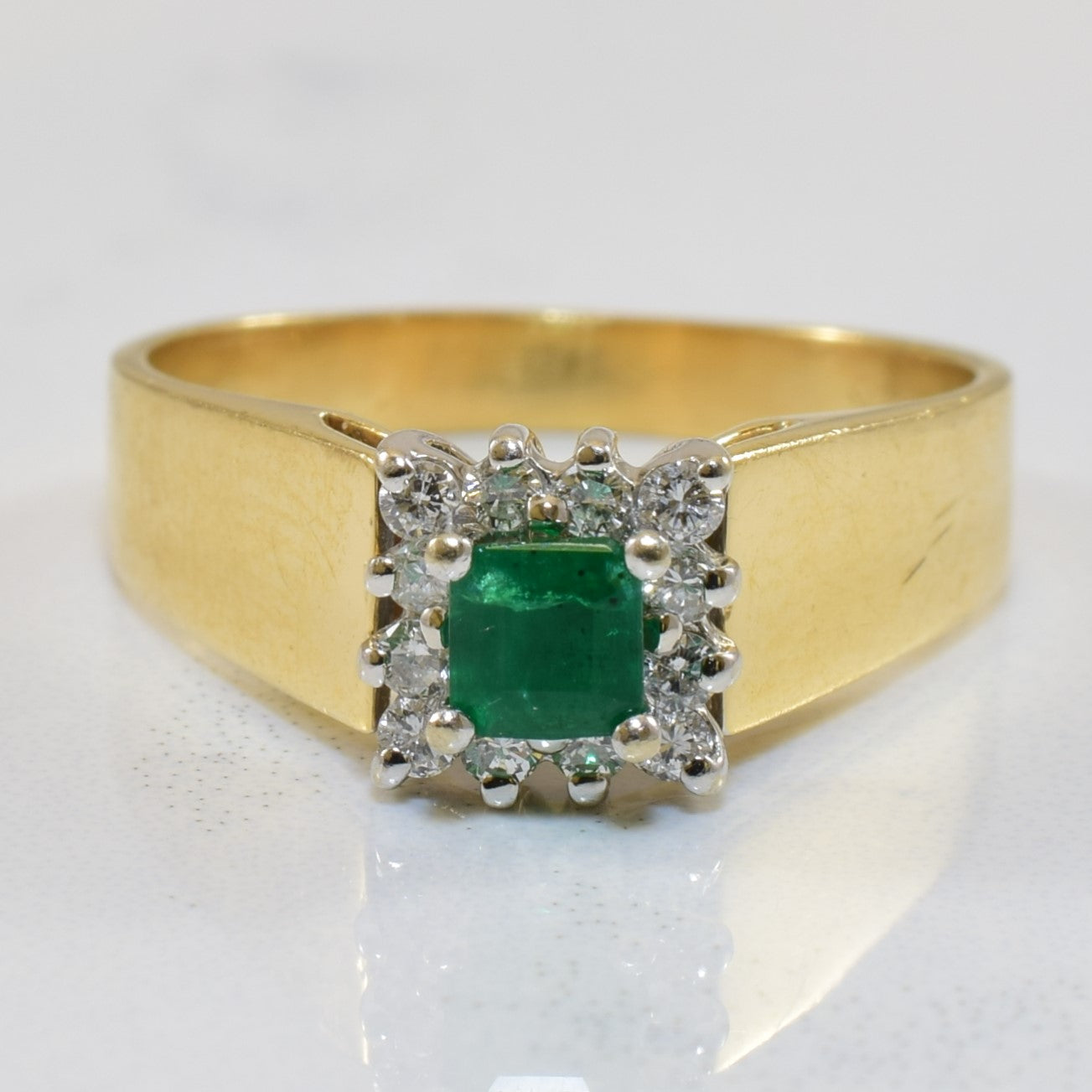 Emerald & Diamond Halo Ring | 0.31ct, 0.24ctw | SZ 6.5 |