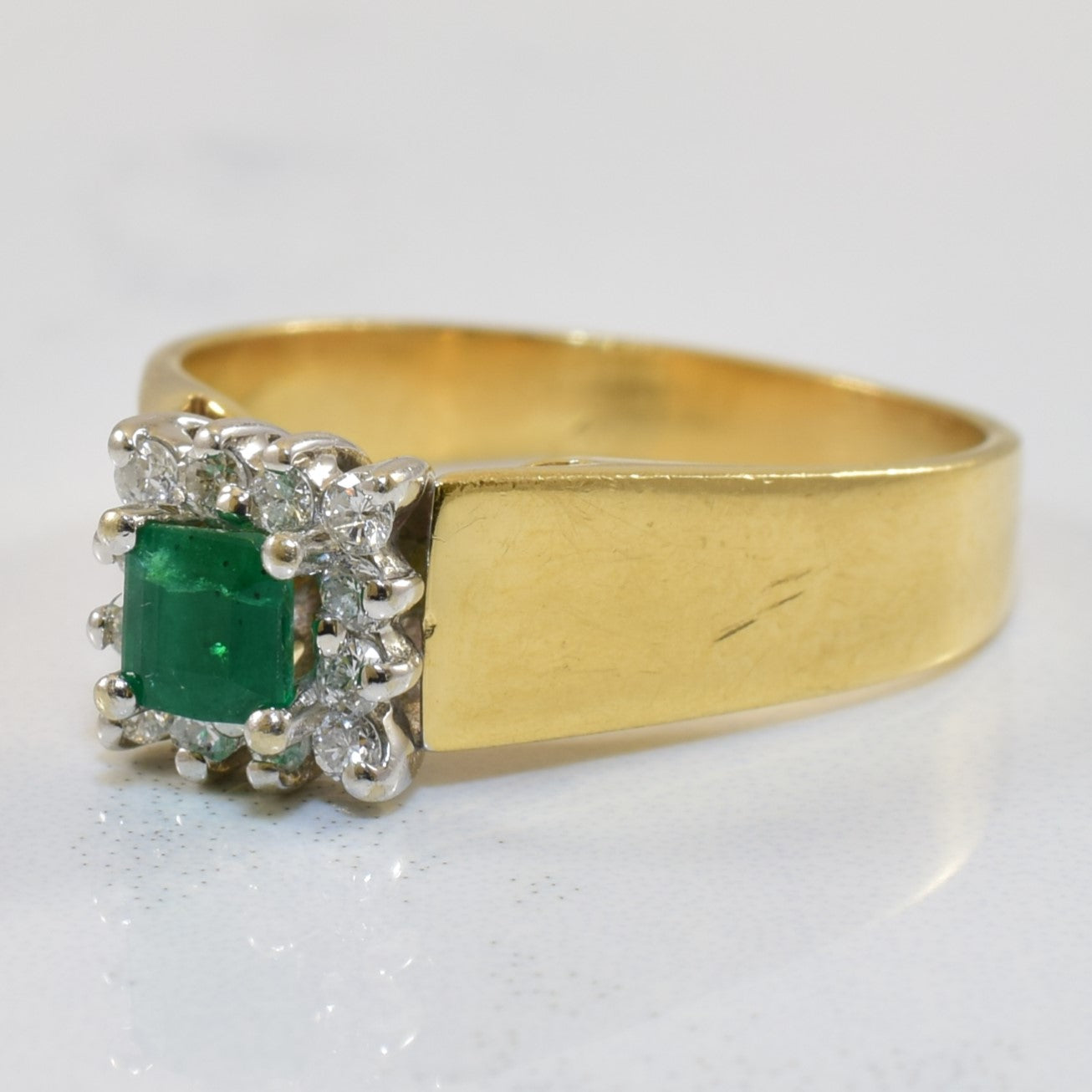 Emerald & Diamond Halo Ring | 0.31ct, 0.24ctw | SZ 6.5 |