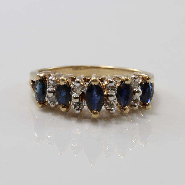 Alternating Blue Sapphire & Diamond Ring | 0.40ctw, 0.08ctw | SZ 6 |