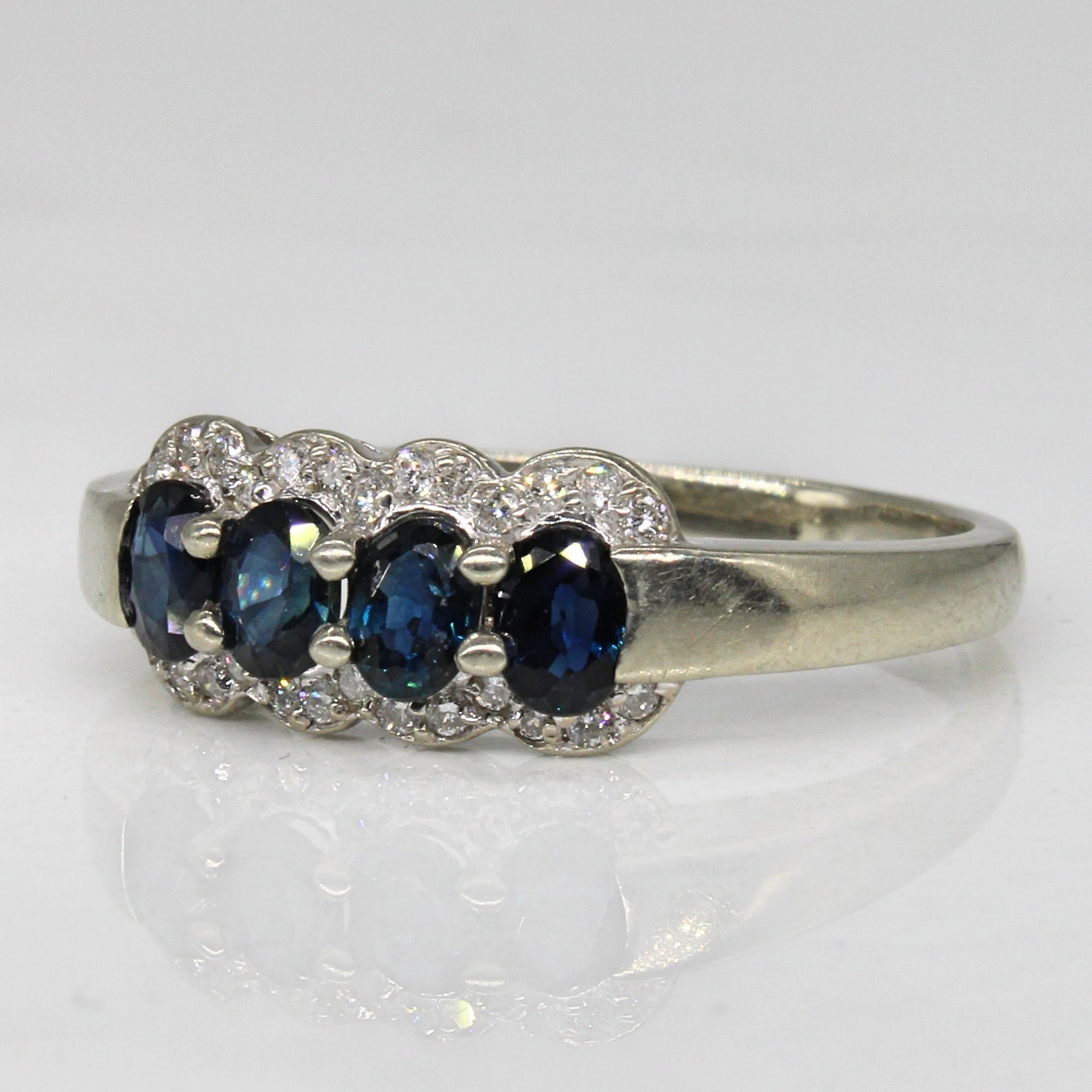 Four Stone Sapphire & Diamond Ring | 0.58ctw, 0.13ctw | SZ 8 |