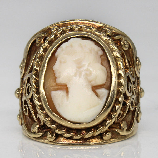 'Birks' Seashell Cameo Ornate Ring | 2.60ct | SZ 7.25 |