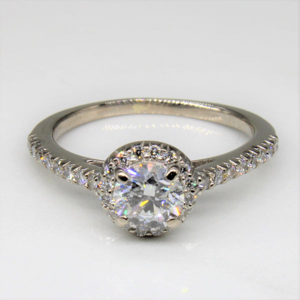 'Ritani' Diamond Halo Engagement Ring | 0.65ct, 0.25ctw | SZ 7 |
