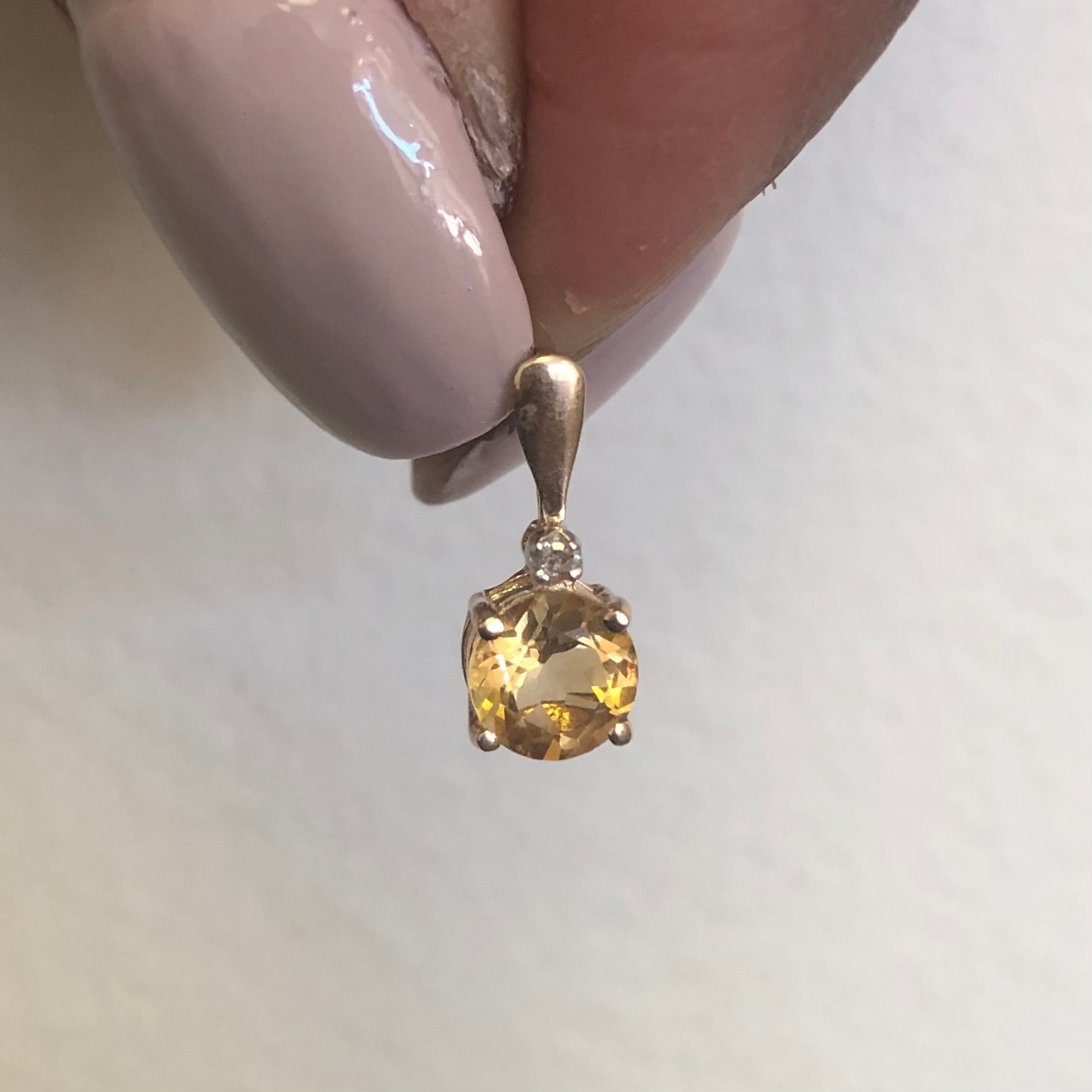 Citrine & Diamond Pendant | 0.65ct, 0.01ct |