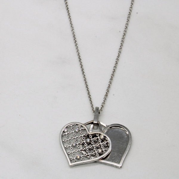 'Birks' Diamond Lattice Heart Necklace | 0.04ctw | 16