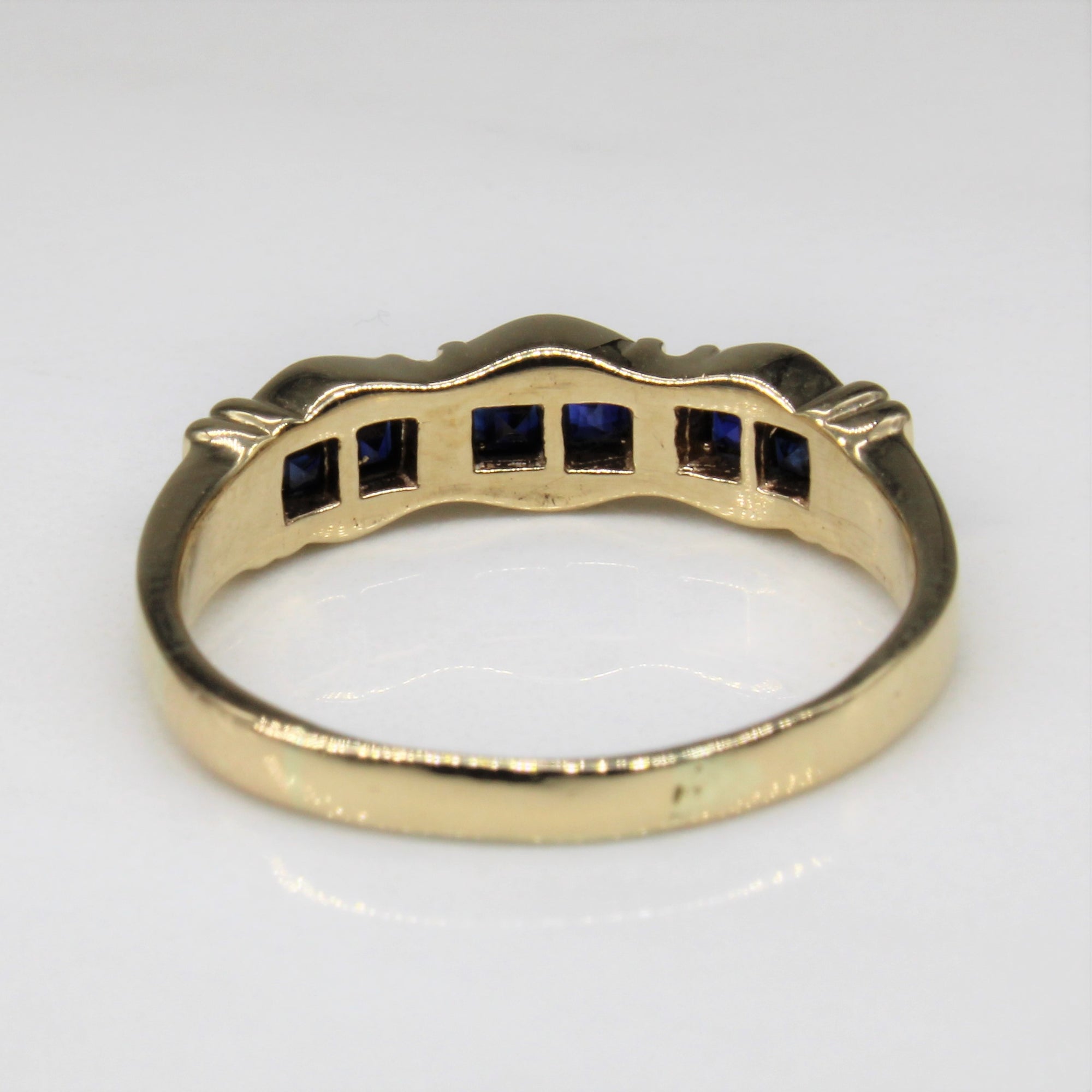 Square Cut Sapphire & Diamond Ring | 0.30ctw, 0.02ctw | SZ 7.5 |