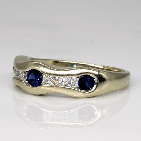 Sapphire & Diamond Channel Wave Band | 0.42ctw, 0.18ctw | SZ 6.75 |