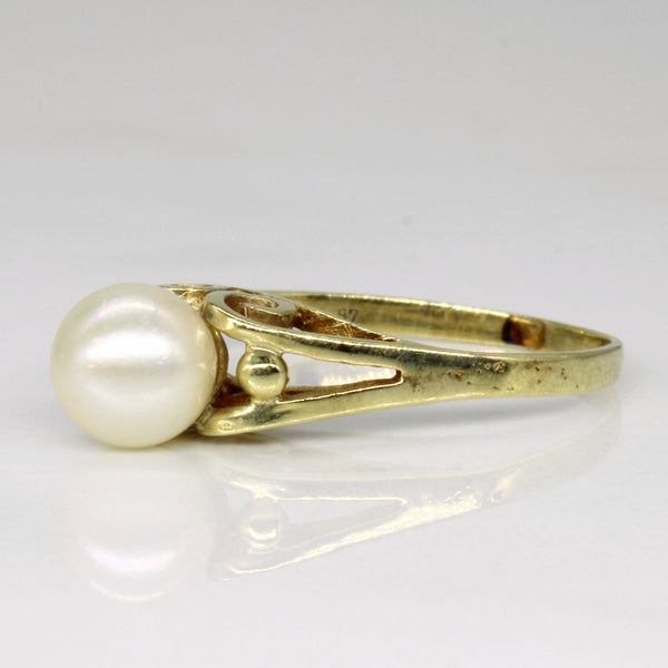 Side Bead Split Shank Pearl Ring | SZ 6.75 |