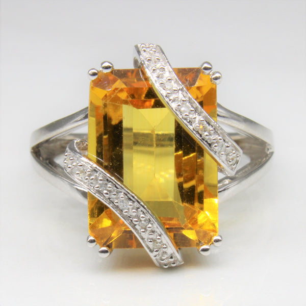 Citrine & Diamond Bypass Cocktail Ring | 6.00ct, 0.04ctw | SZ 6 |