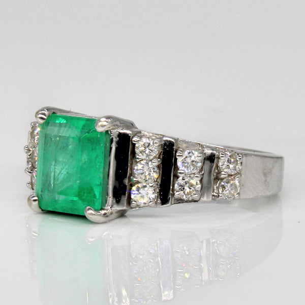 Colombian Emerald & Diamond Ring | 1.40ct, 0.56ctw | SZ 8 |