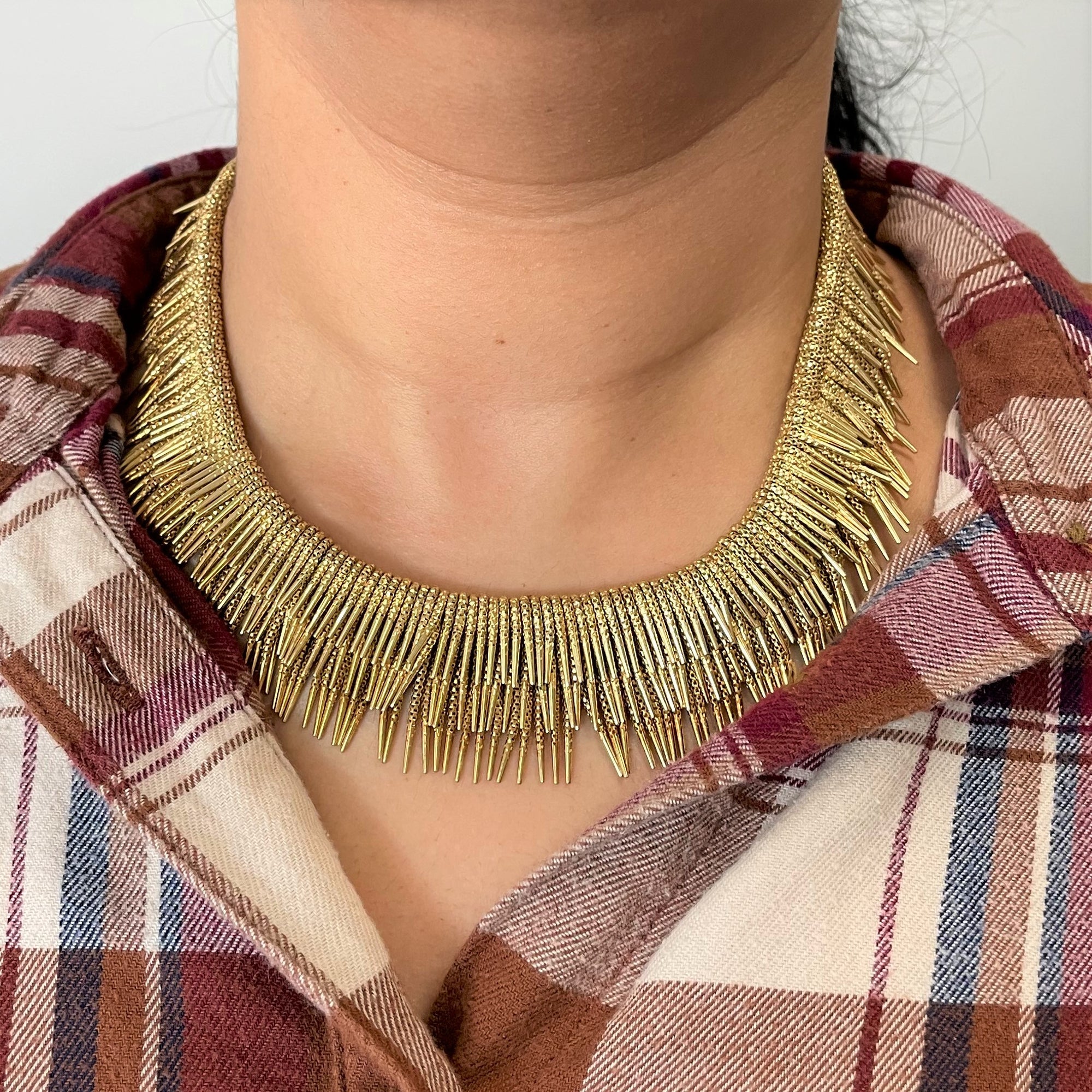 Yellow Gold Fringe Collar Necklace | 15