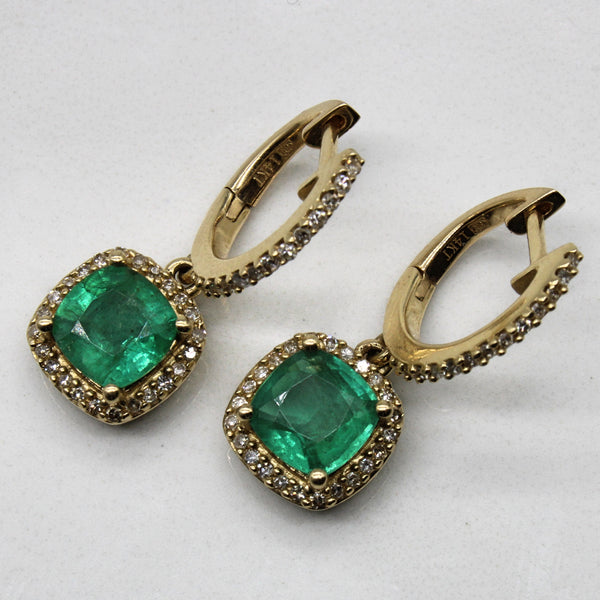 Emerald & Diamond Drop Earrings | 1.50ctw, 0.25ctw |