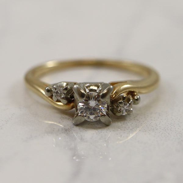 Three Stone Bypass Cathedral Ring | 0.23ctw | SZ 6 |