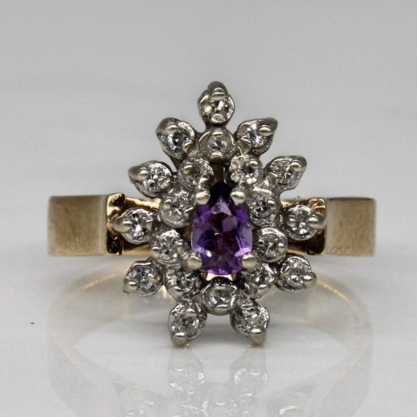 Amethyst & Diamond Cocktail Ring | 0.15ctw, 0.09ct | SZ 5.75 |