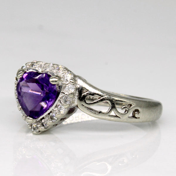 Amethyst & Diamond Heart Ring | 0.50ct, 0.09ctw | SZ 5.25 |