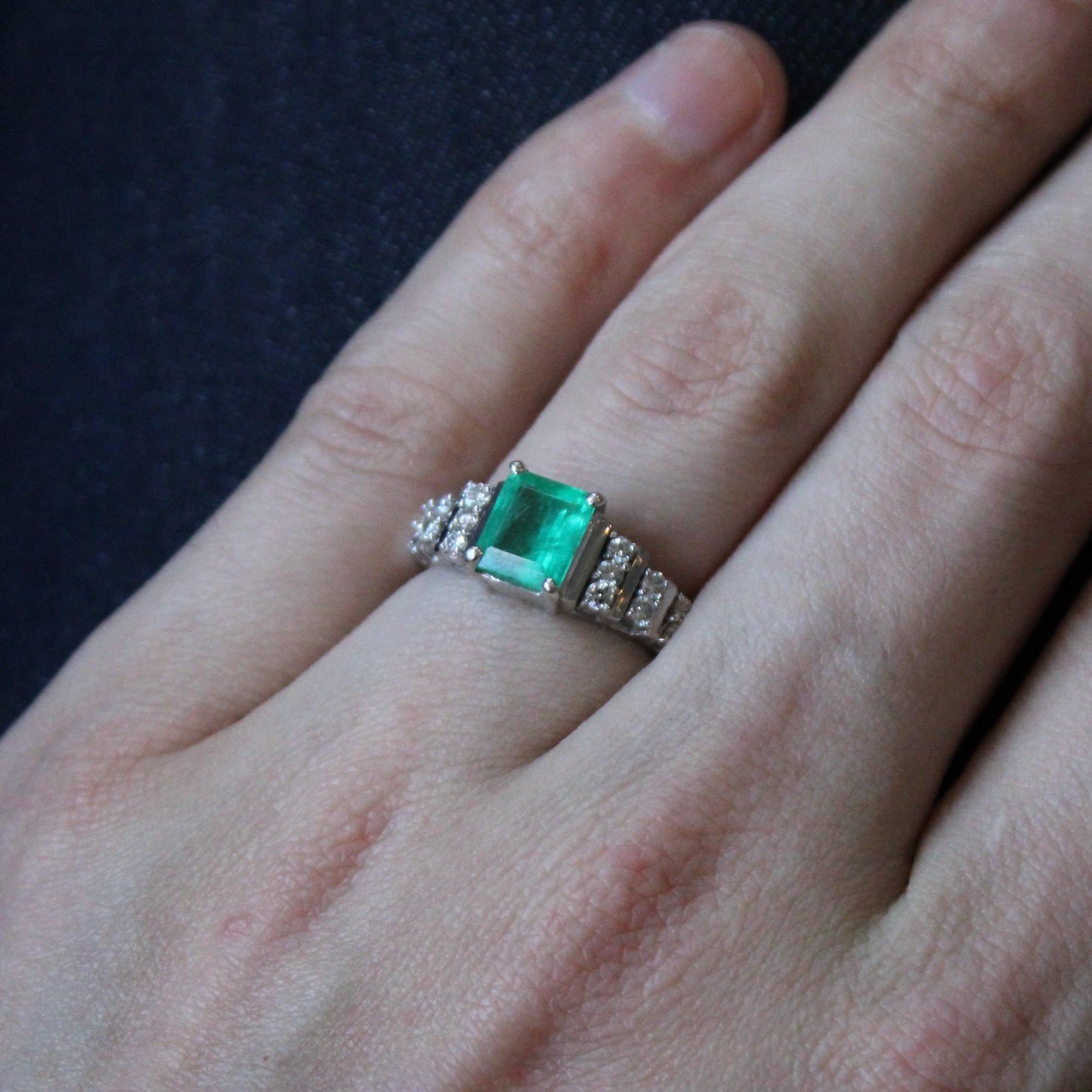 Colombian Emerald & Diamond Ring | 1.40ct, 0.56ctw | SZ 8 |