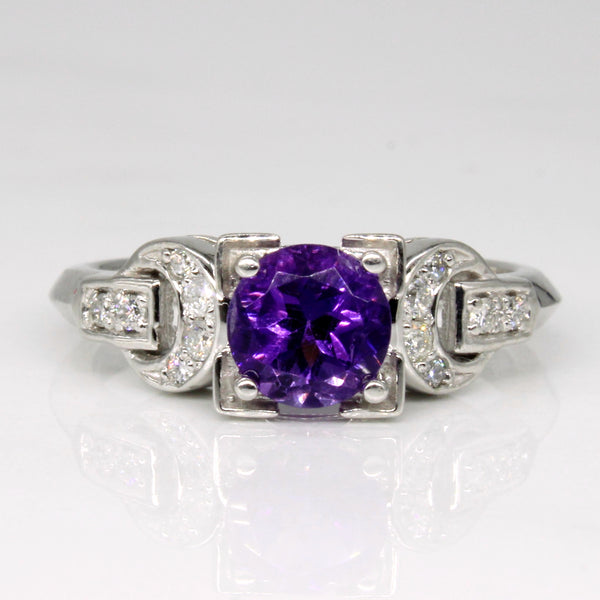 Amethyst & Diamond Engagement Ring | 0.77ct, 0.08ctw | SZ 6.5 |