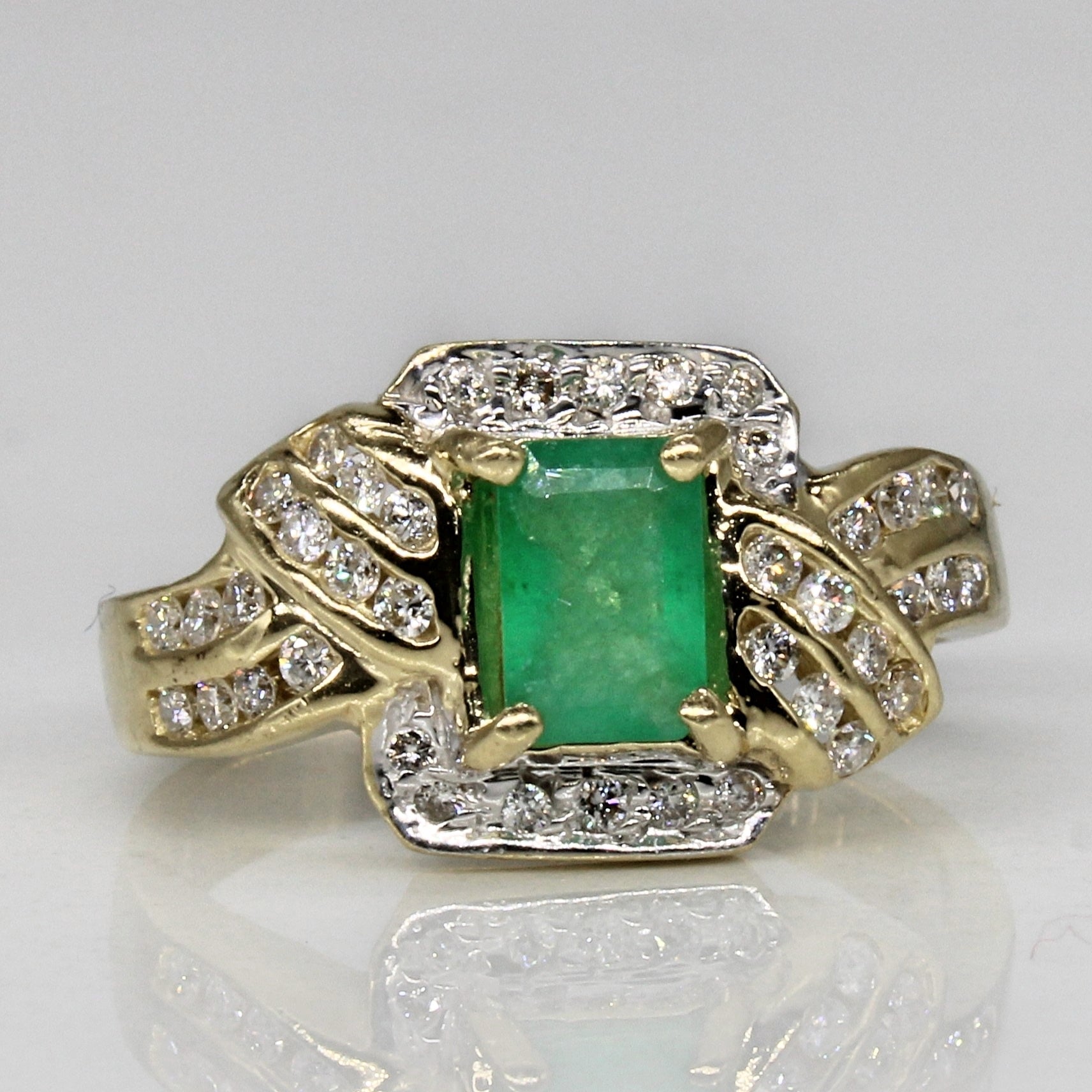 Emerald & Diamond Bypass Ring | 0.52ct, 0.34ctw | SZ 5.25 |