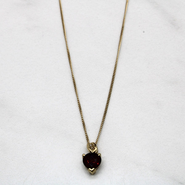 Garnet & Diamond Heart Necklace | 0.75ct, 0.02ctw |