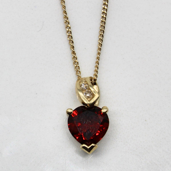 Garnet & Diamond Heart Necklace | 0.75ct, 0.02ctw |